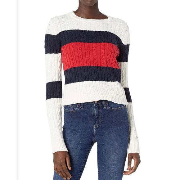 Tommy Hilfiger Sweaters - Tommy Hilfiger Flag Colorblock Crewneck Ribbed Knit Sweater